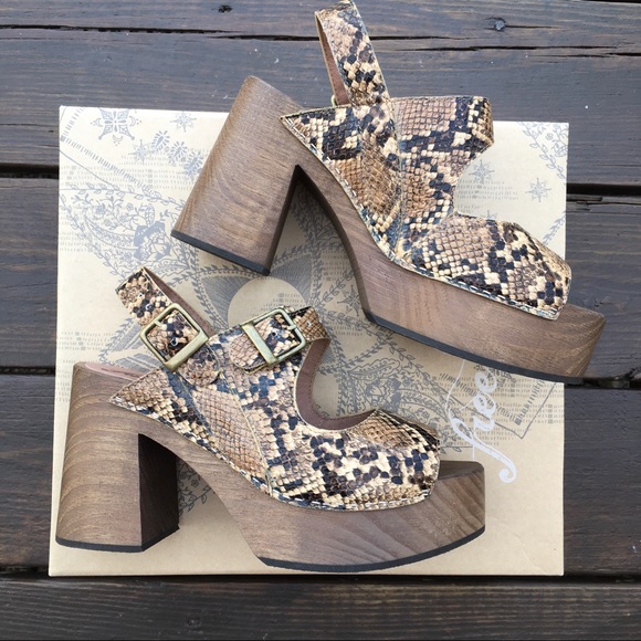 Free People Belem Clogs Tan Snake 6 - Picture 8 of 13